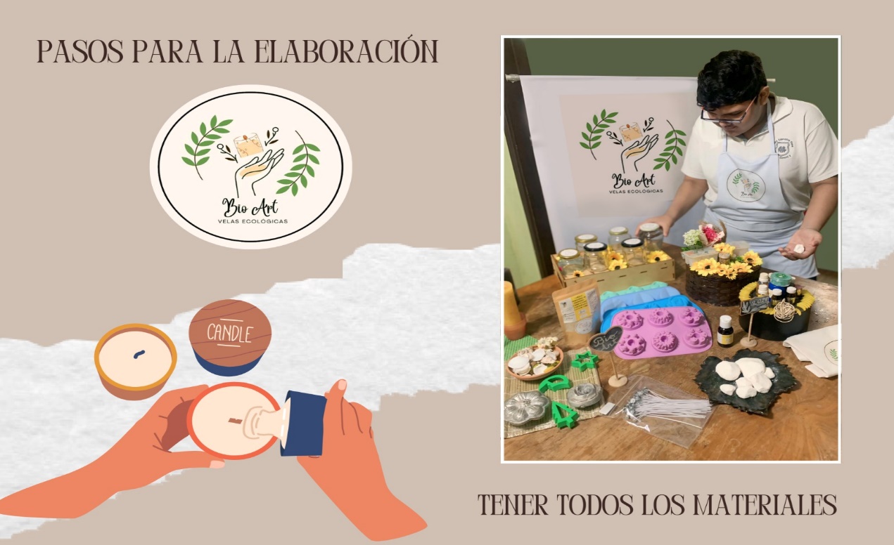 Materiales y moldes reunidos para elaborar las velas BIO ART