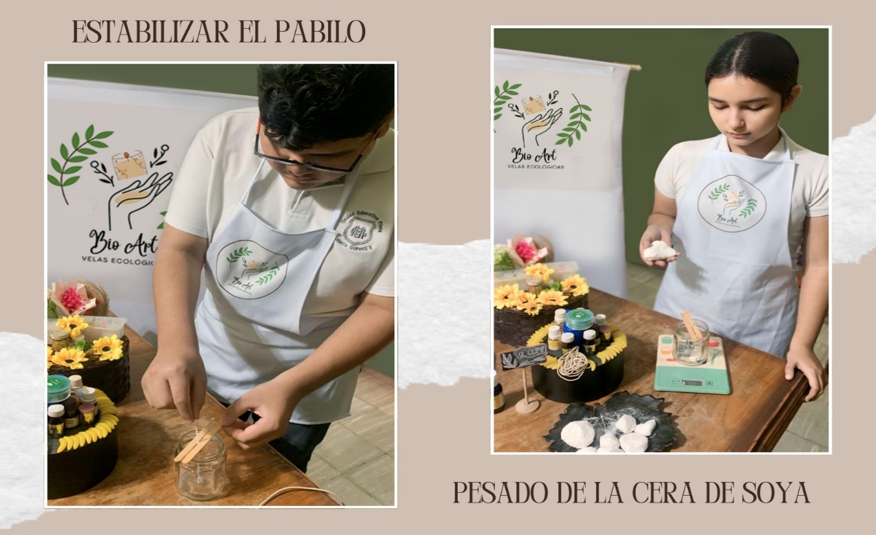 Pesado de la cera de soya y estabilización del pabilo