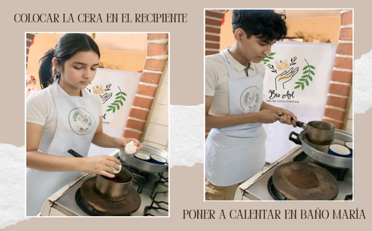Cera de soya derritiéndose a baño maría