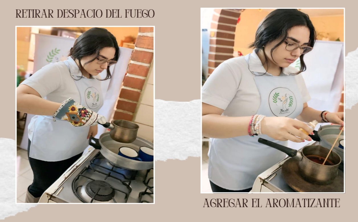 Incorporación del aromatizante natural a la cera derretida