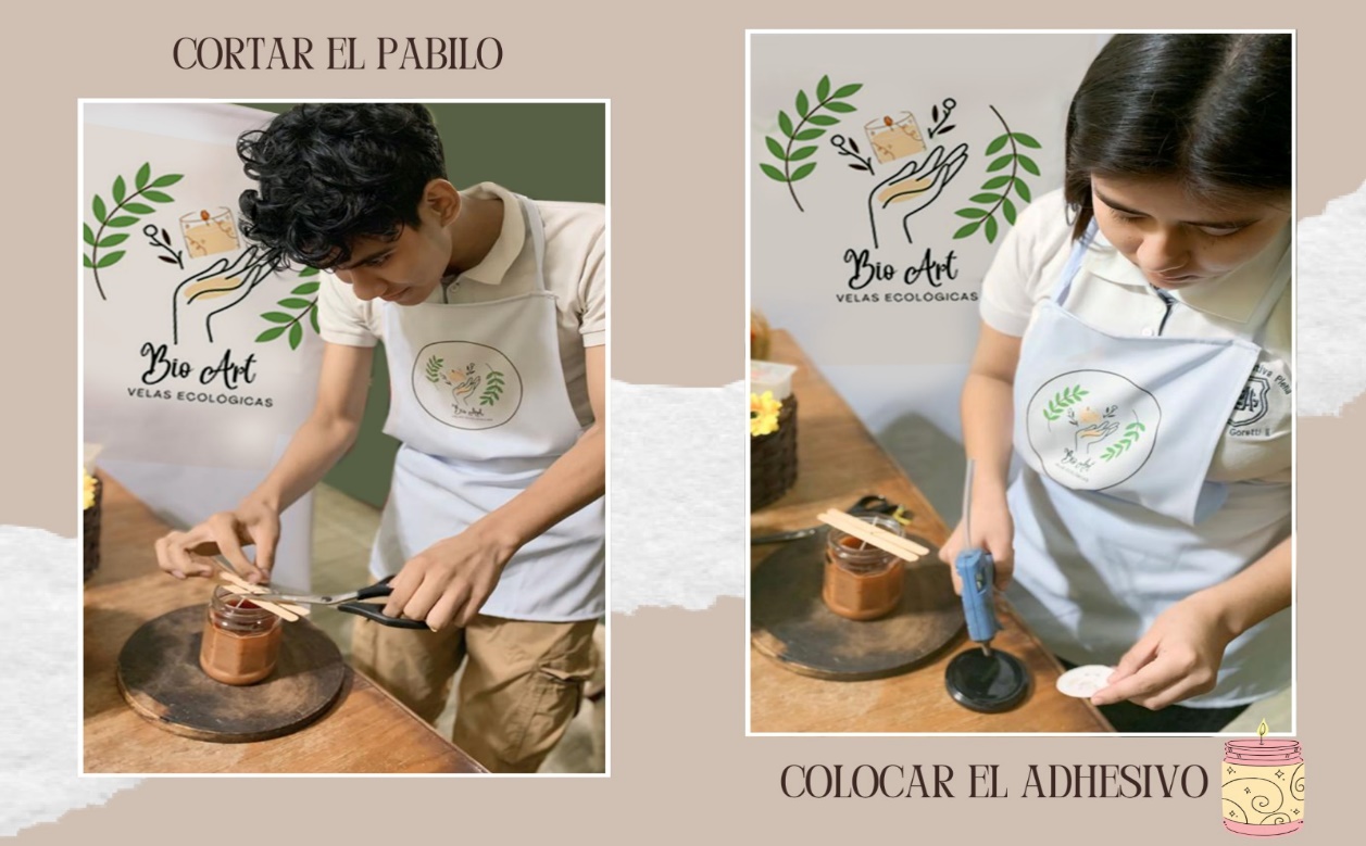 Corte del pabilo y colocación de la etiqueta BIO ART